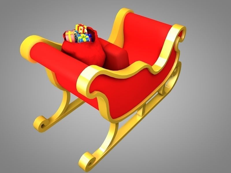 Santa sleigh Low-poly 3D model_2