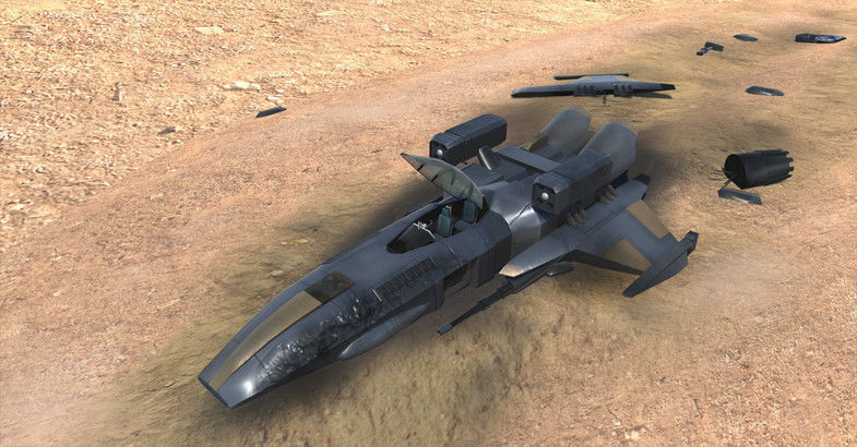 Military Sci-Fi Ship with Crashed Version Low-poly 3D model_5