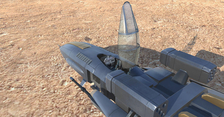 Military Sci-Fi Ship with Crashed Version Low-poly 3D model_4