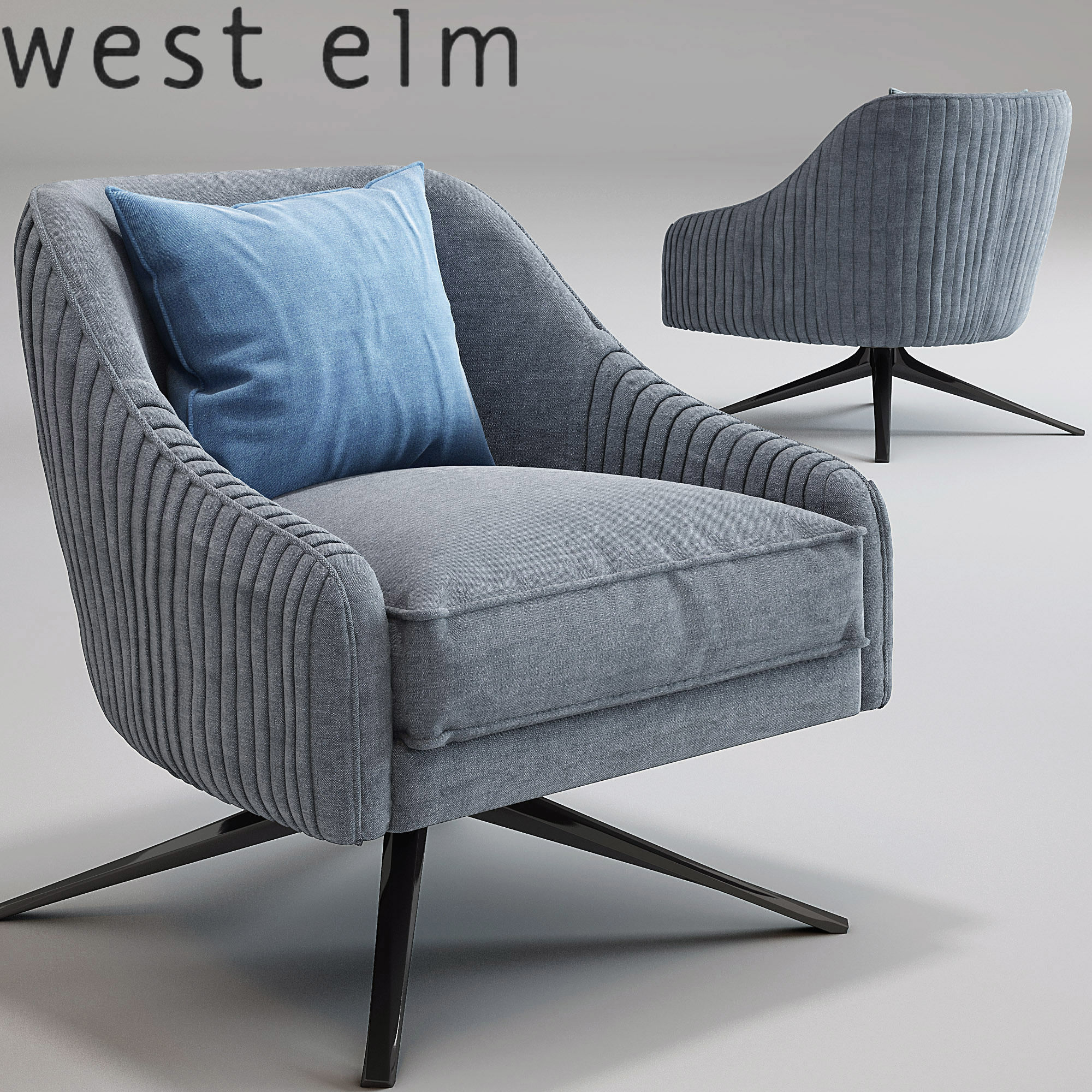 3d roar rabbit swivel chair west elm cgtrader