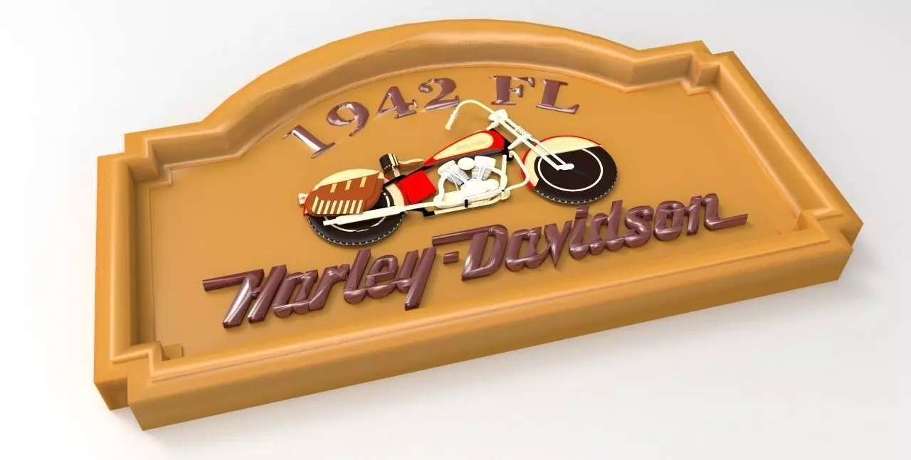 1942 FL Harley Davidson Sign 3D print model_0
