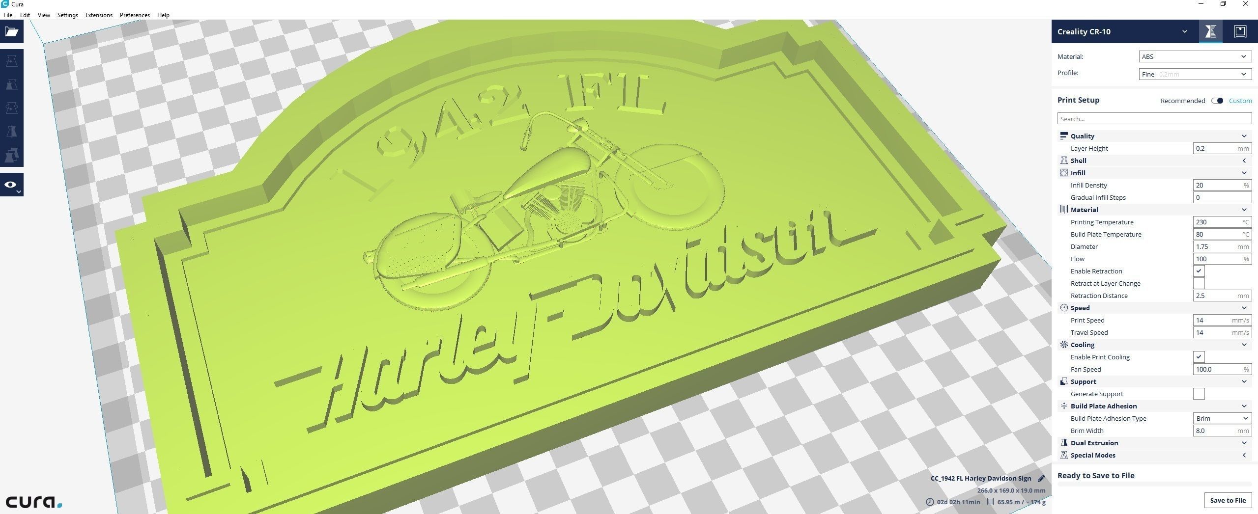 1942 FL Harley Davidson Sign 3D print model_3
