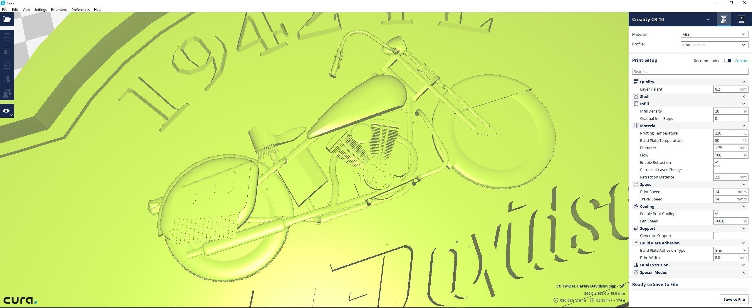 1942 FL Harley Davidson Sign 3D print model_4