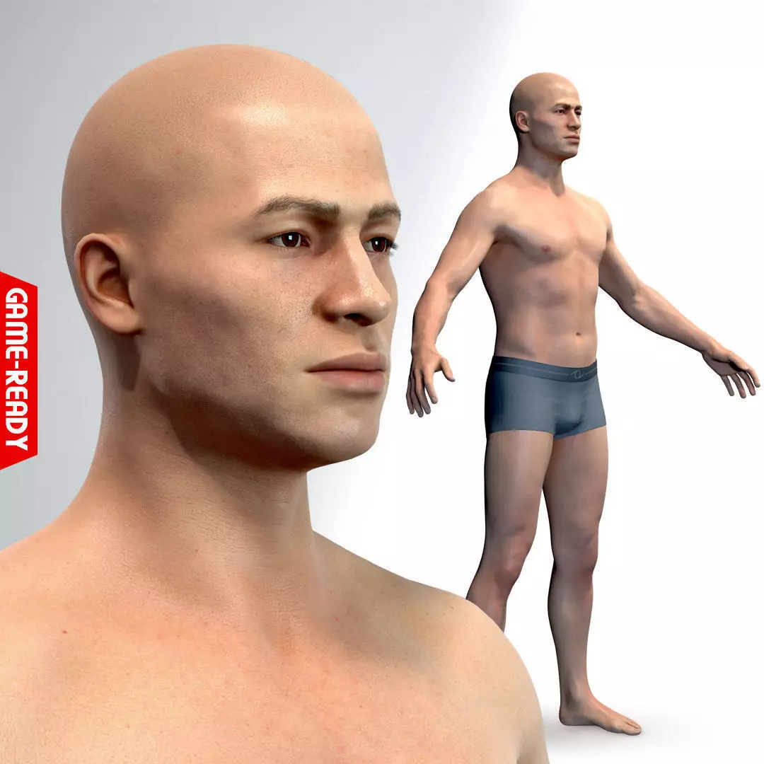 Average Male Body  Low-poly 3D model_0