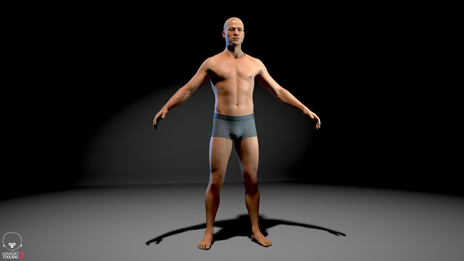 Average Male Body  Low-poly 3D model_3