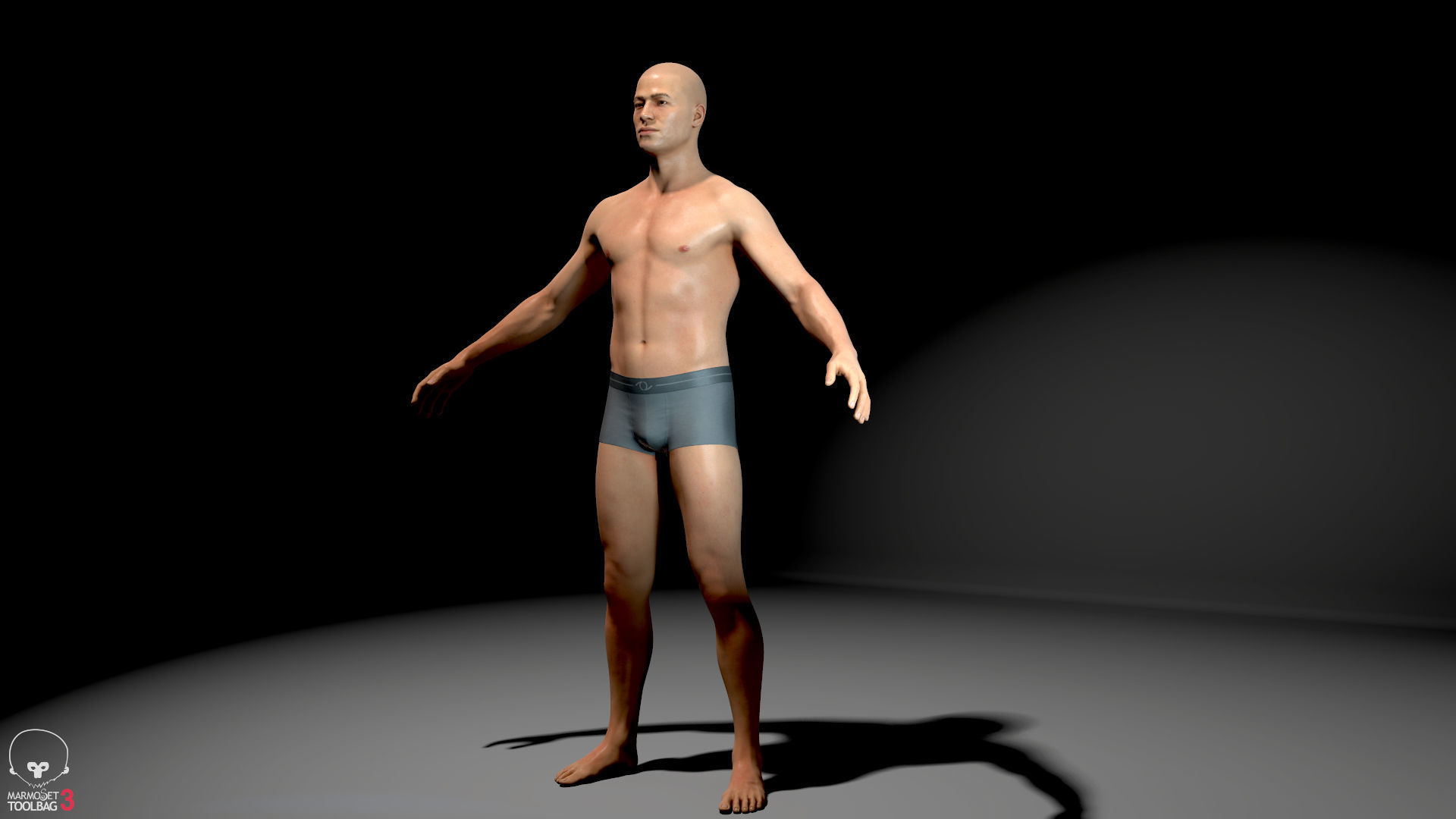 Average Male Body  Low-poly 3D model_2