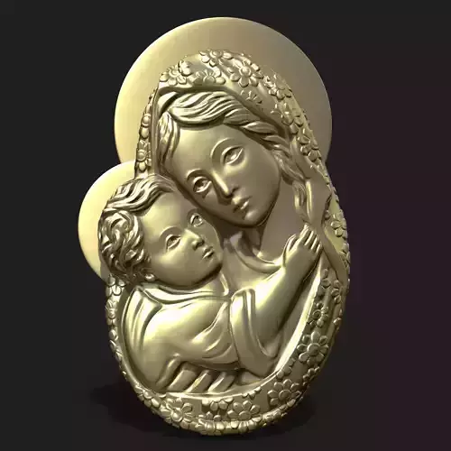 Mary and Jesus child pendant 3D print model Mary and Jesus child pendant 3D print model