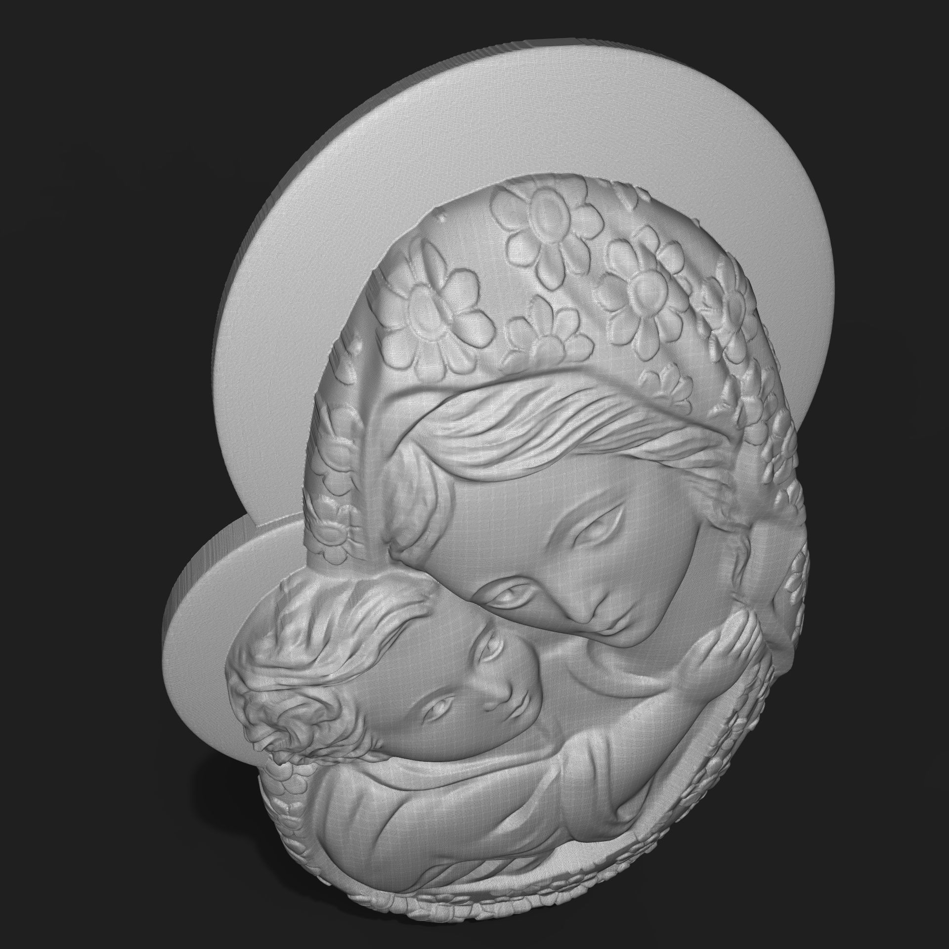 Mary and Jesus child pendant 3D print model_9