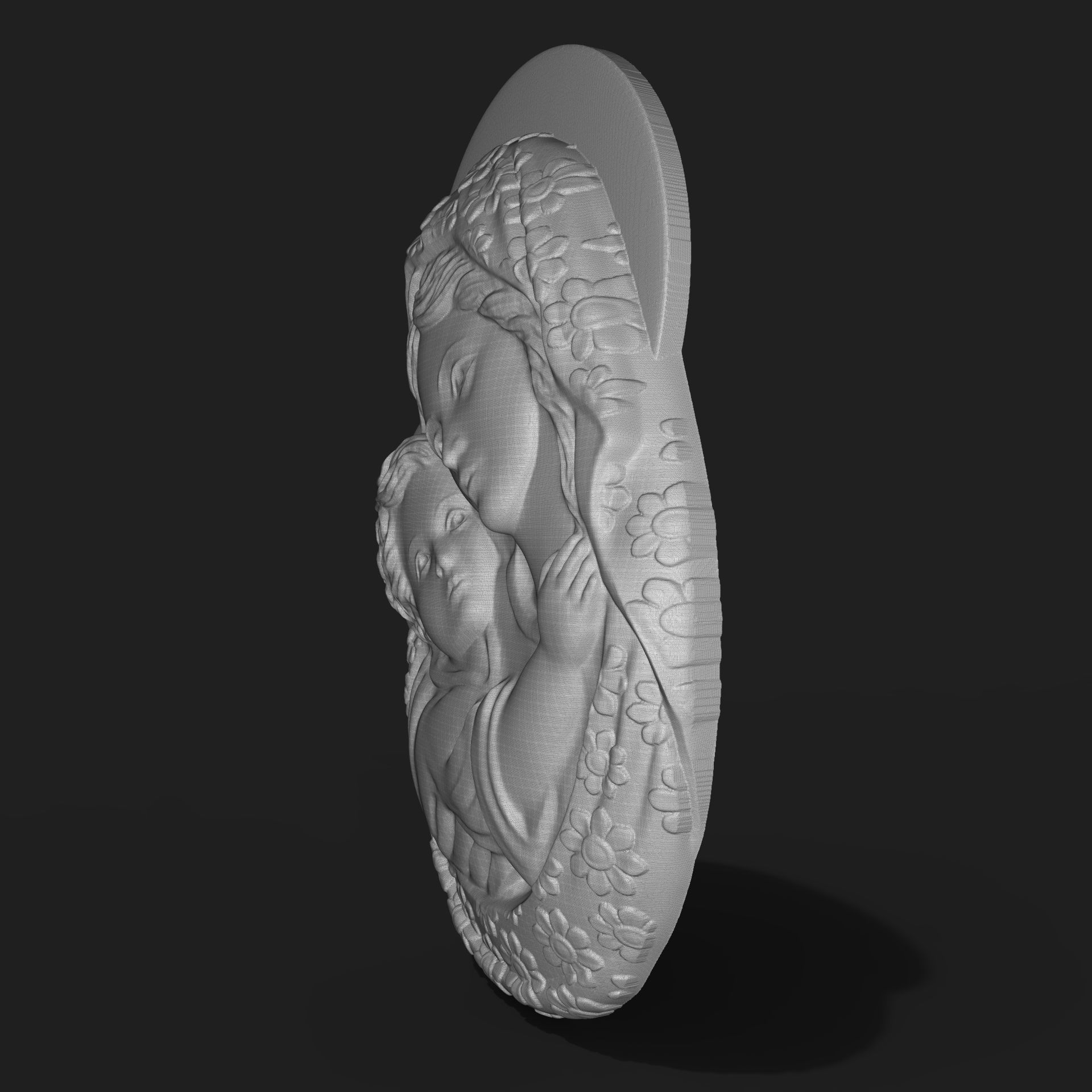 Mary and Jesus child pendant 3D print model_10
