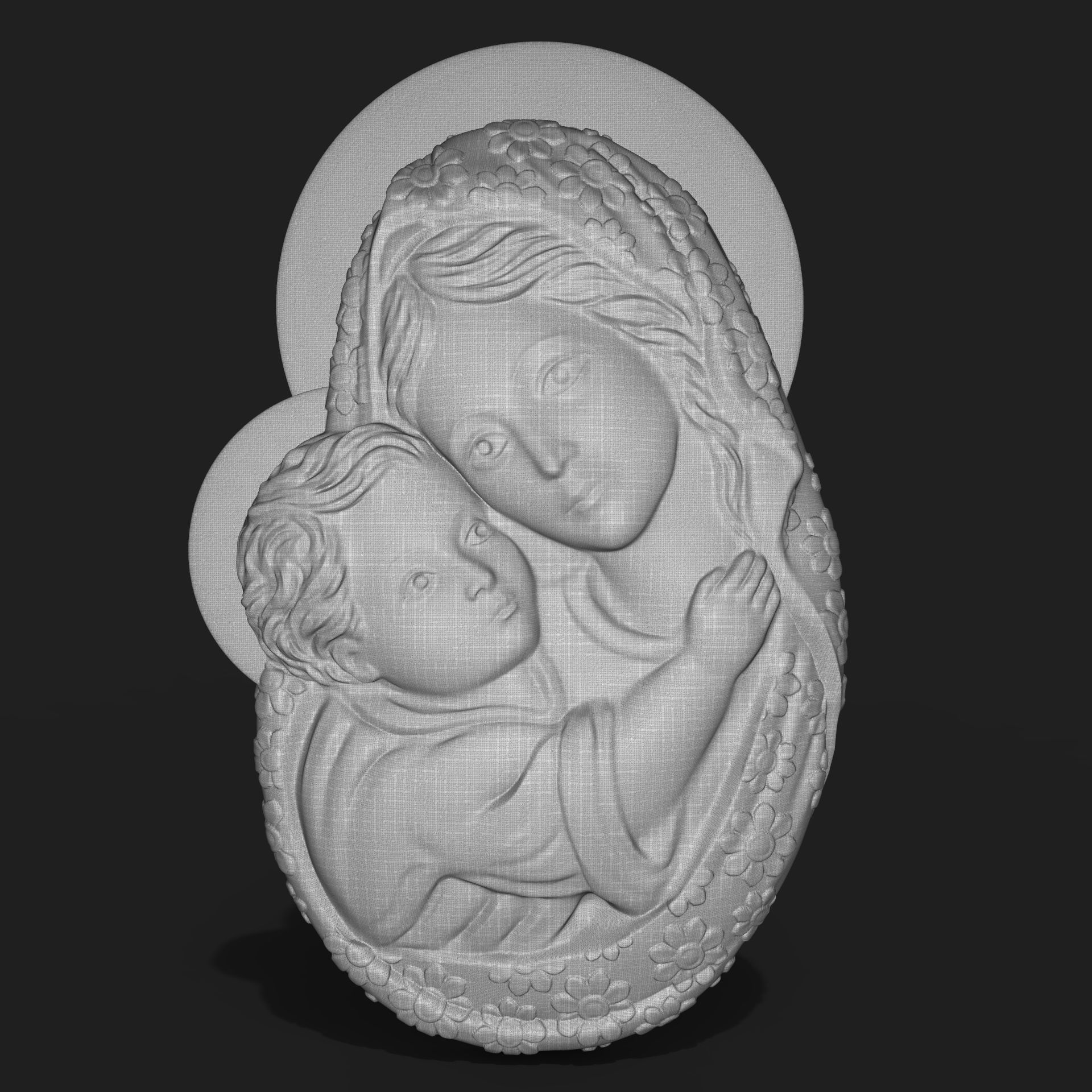 Mary and Jesus child pendant 3D print model_8