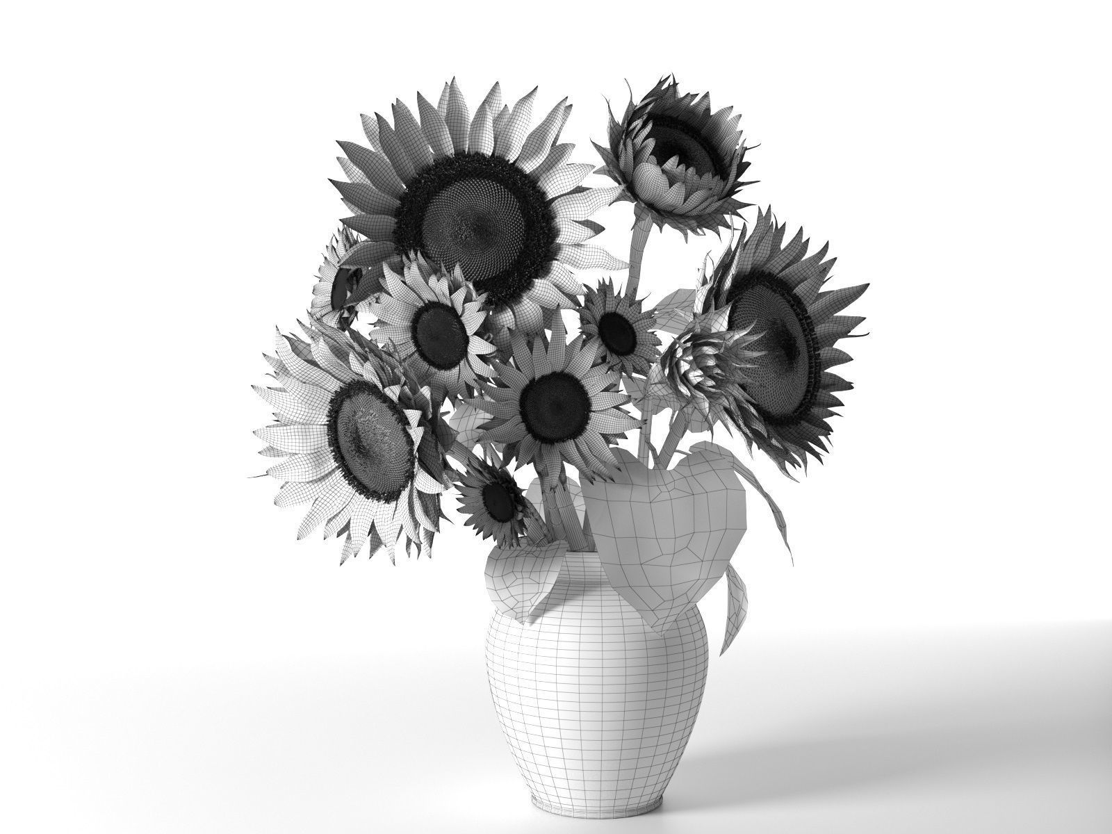 Sunflower in Vase 3D model_3