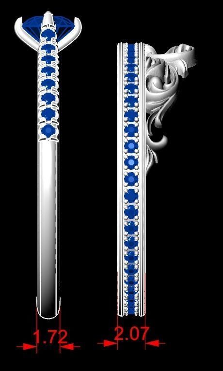 Ring with a crown in the form of a heart with stones stylish 260 3D print model_25