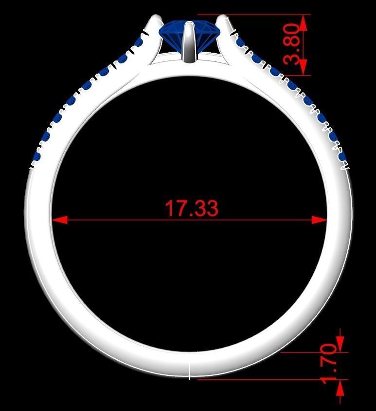 Ring with a crown in the form of a heart with stones stylish 260 3D print model_24