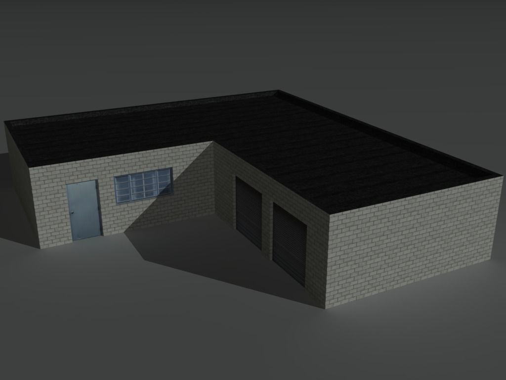 Factory Building Set 1 Low-poly 3D model_1