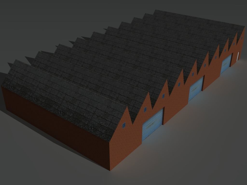 Factory Building Set 1 Low-poly 3D model_9