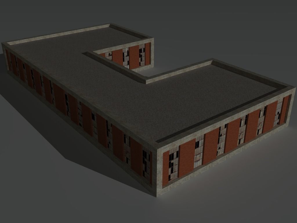 Factory Building Set 1 Low-poly 3D model_13
