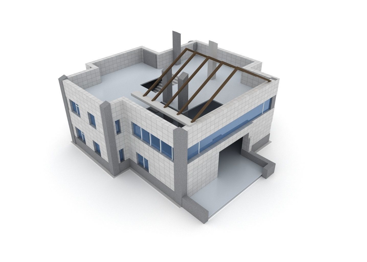 Animated process of house building  3D model_4