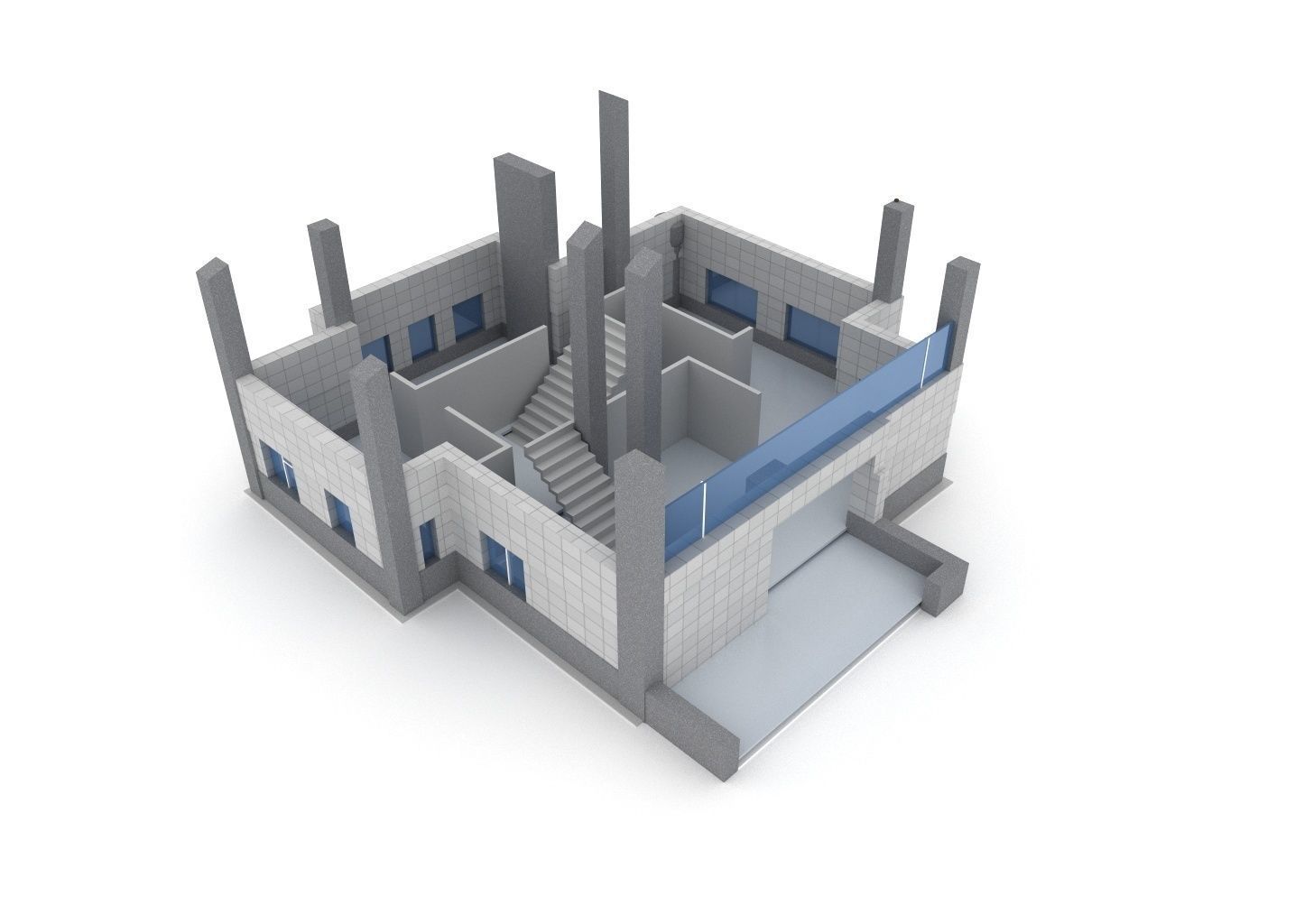 Animated process of house building  3D model_3