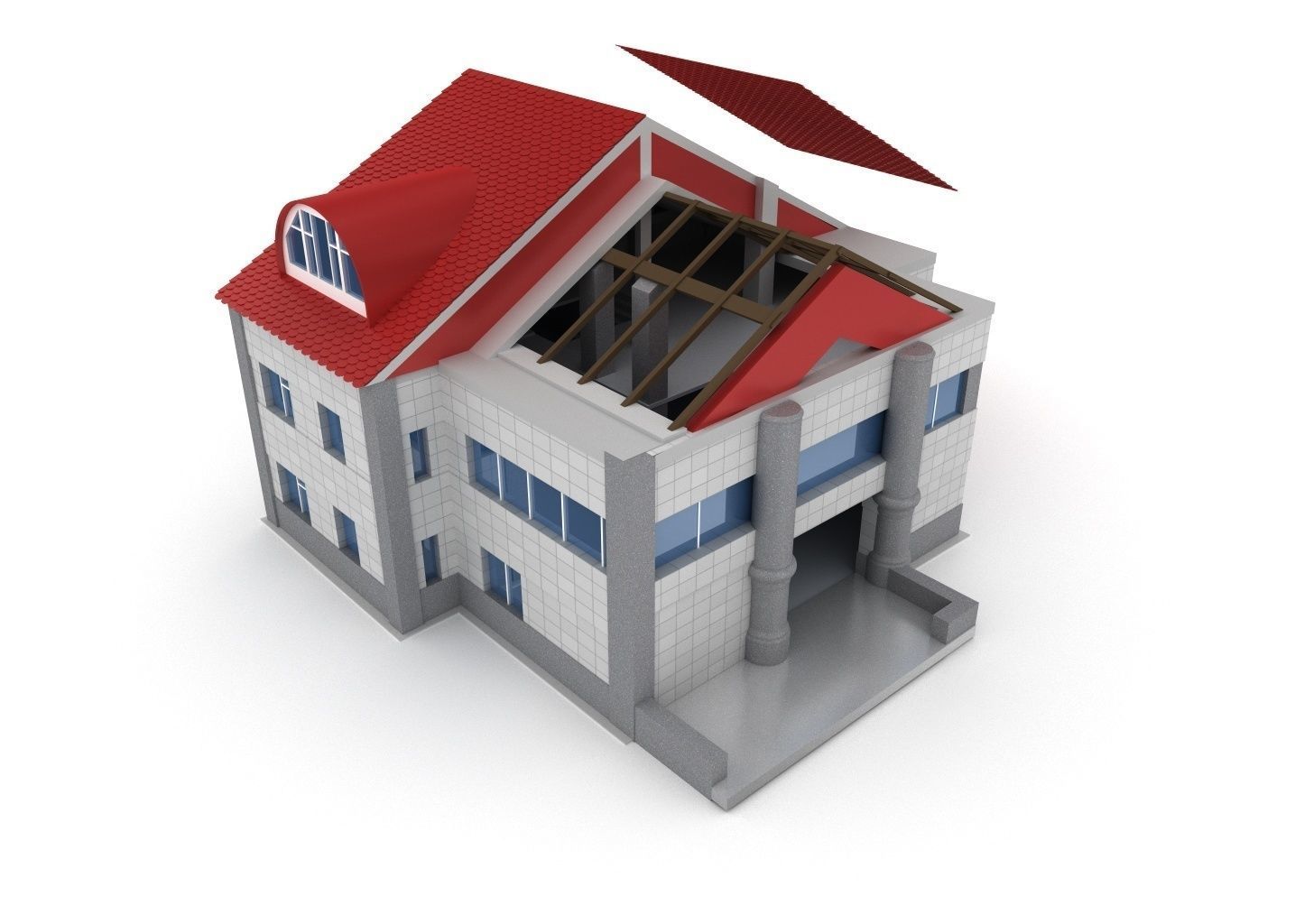 Animated process of house building  3D model_6