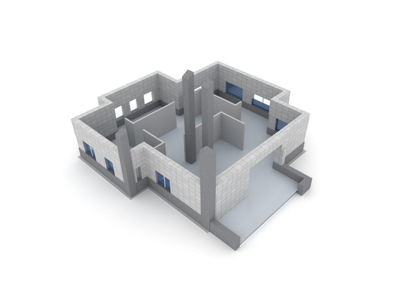 Animated process of house building  3D model_2