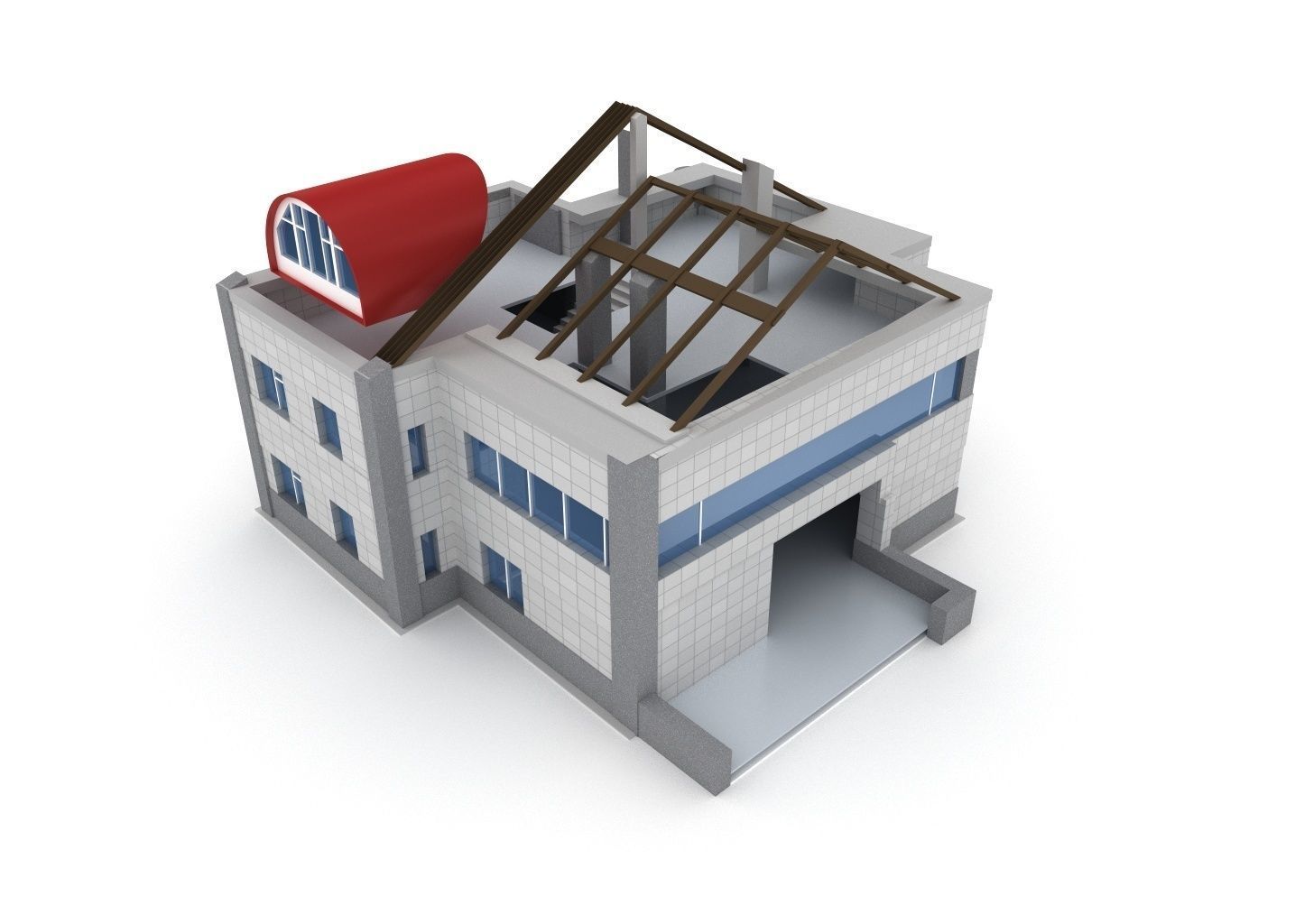 Animated process of house building  3D model_5