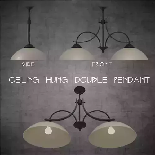 Ceiling hung pendant double light architectural scene lighting Low-poly 3D model