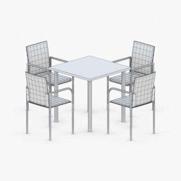 0740 - Table and Chairs Set Low-poly 3D model_1