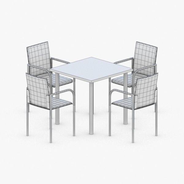 0740 - Table and Chairs Set Low-poly 3D model_3