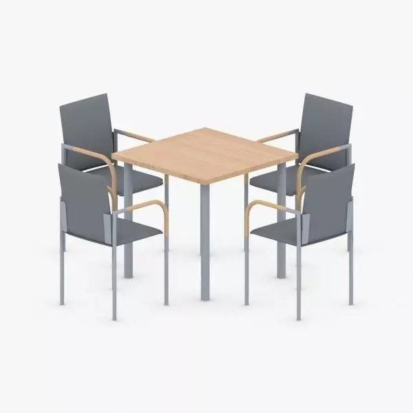 0740 - Table and Chairs Set Low-poly 3D model_0