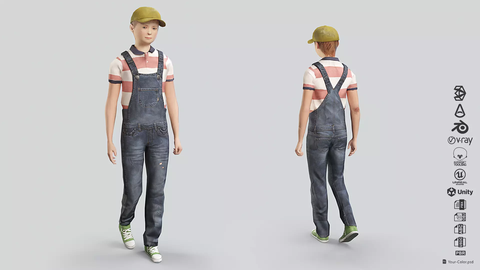Character Child - Sam Low-poly 3D model_0