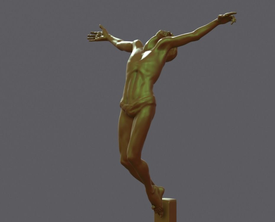 Christ statue of gymnast in air 3D print model_0