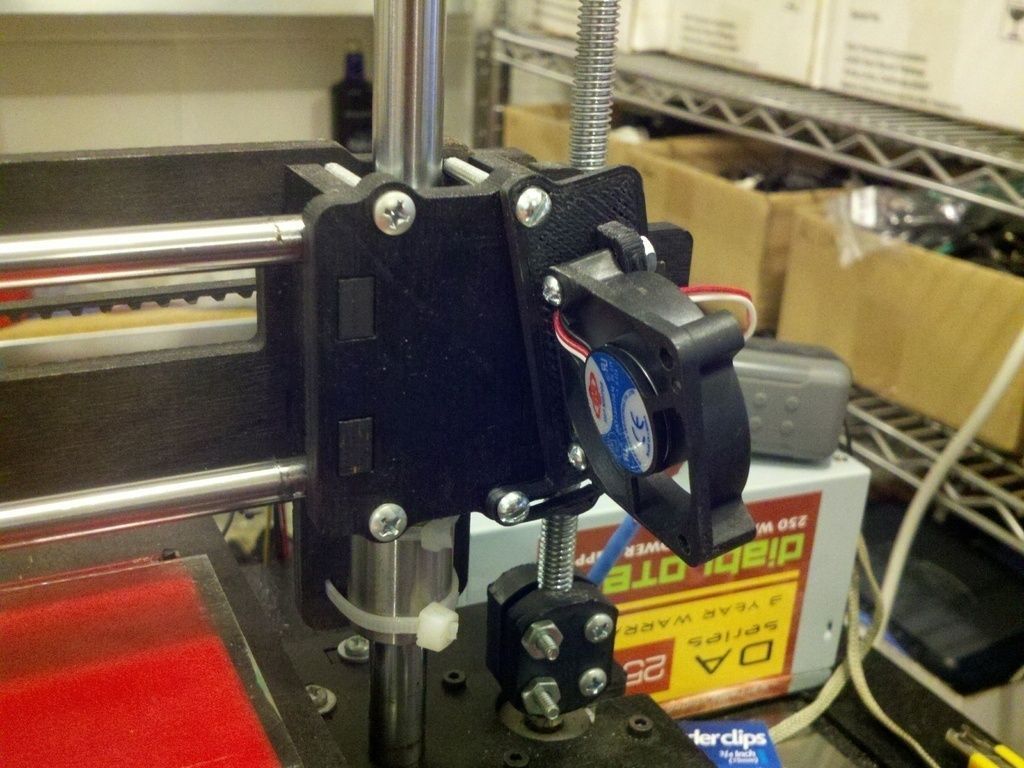 Printrbot Plus Pivoting Fan Mount Free 3D print model_1