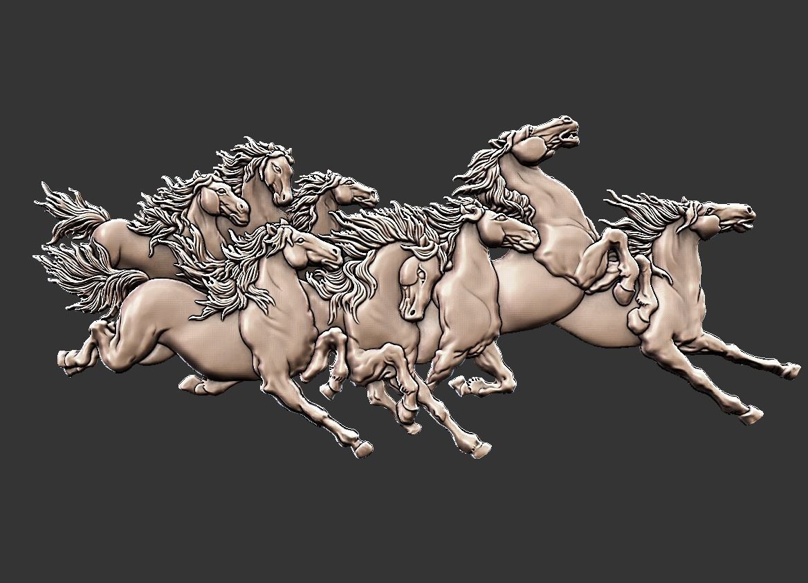 Eight Horses version 2 3D print model_3