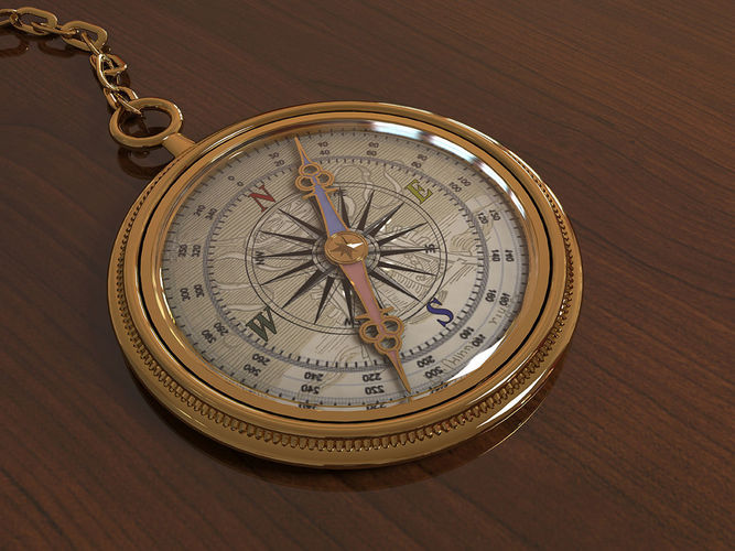 Compass gold on table 3D model