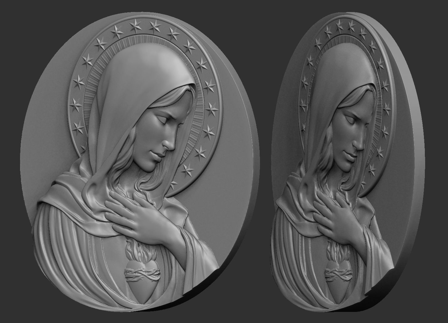 Virgin Mary Medallion no 2 3D print model_2