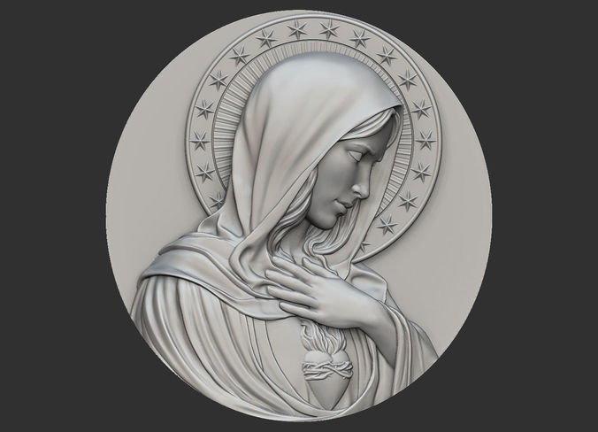Virgin Mary Medallion no 2 3D print model