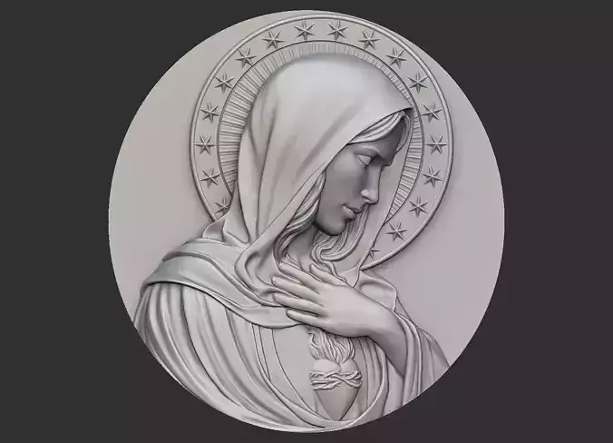Virgin Mary Medallion no 2 3D print model