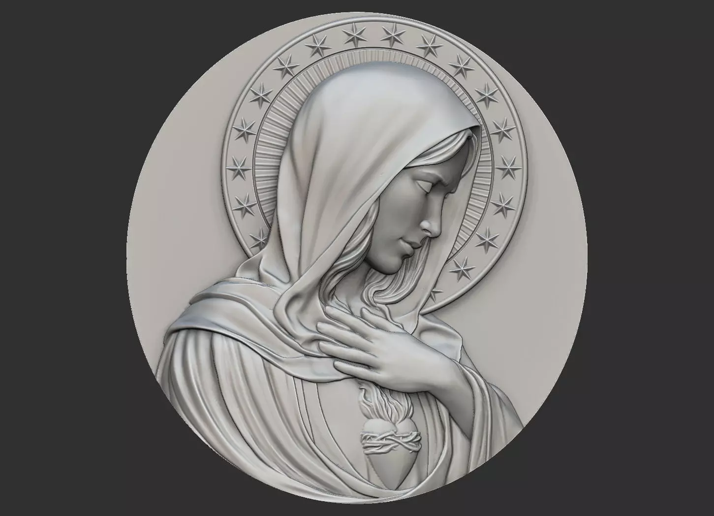 Virgin Mary Medallion no 2 3D print model_0