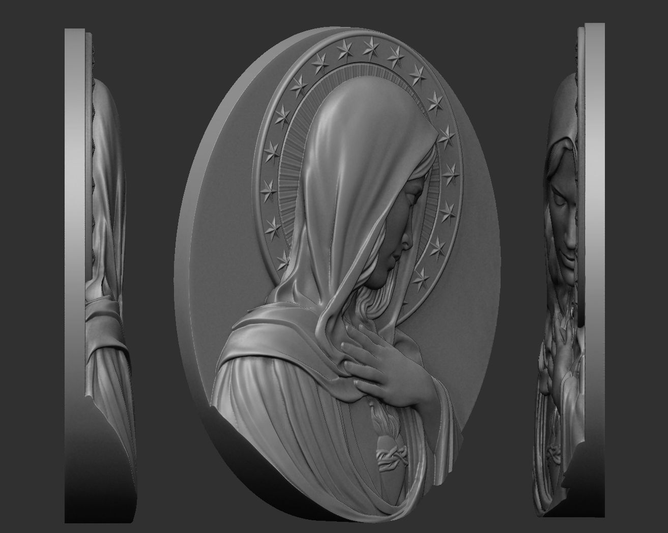Virgin Mary Medallion no 2 3D print model_1
