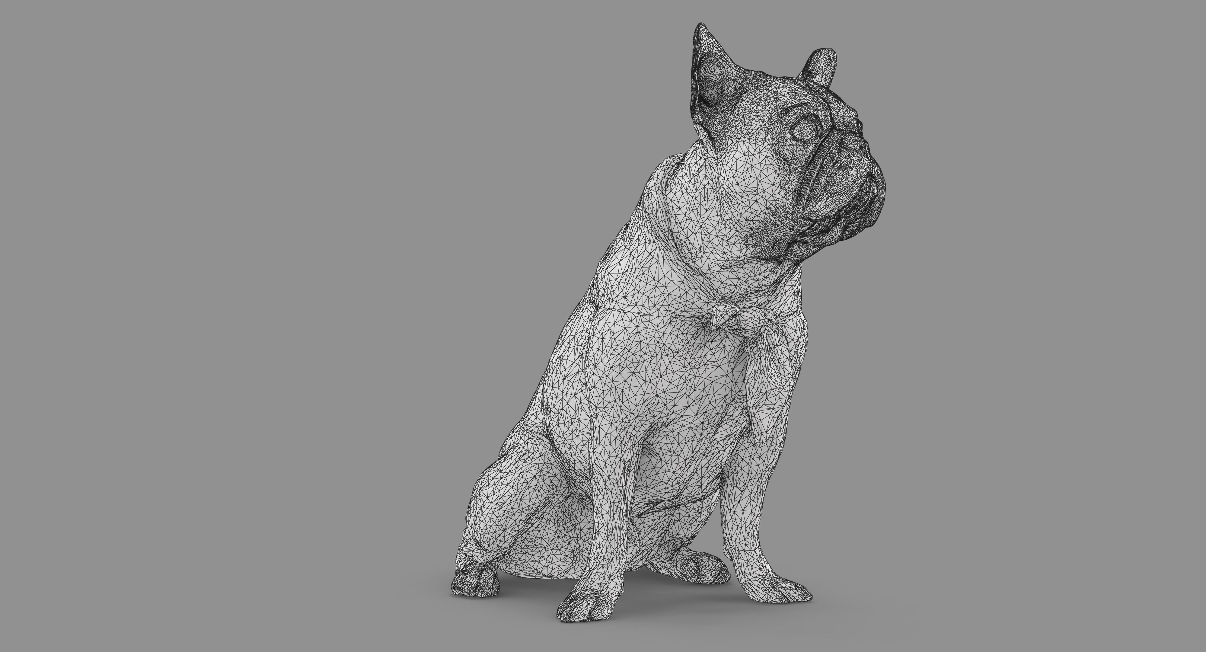 French Bulldog Sitting Low-poly 3D model_48