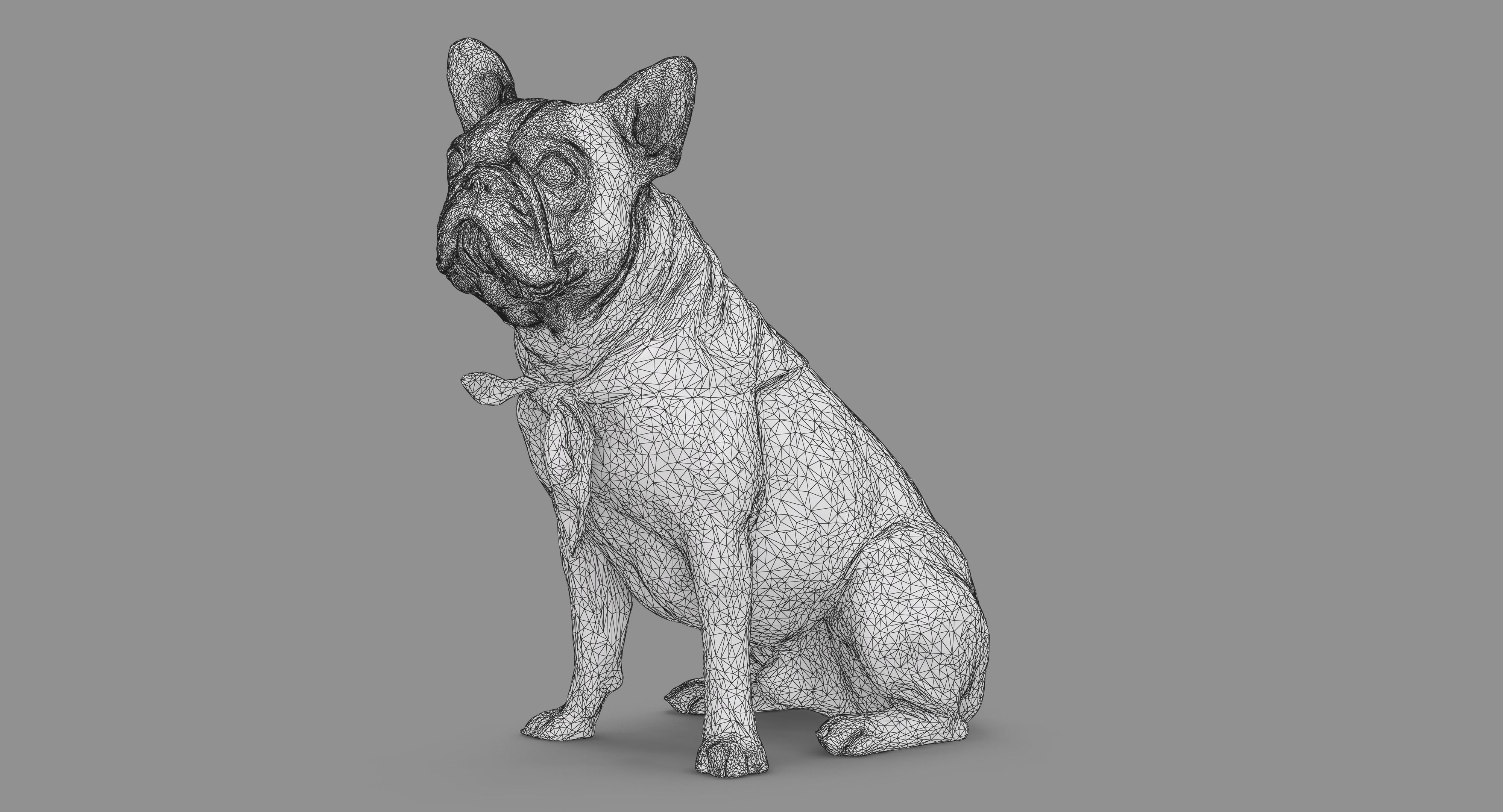 French Bulldog Sitting Low-poly 3D model_84
