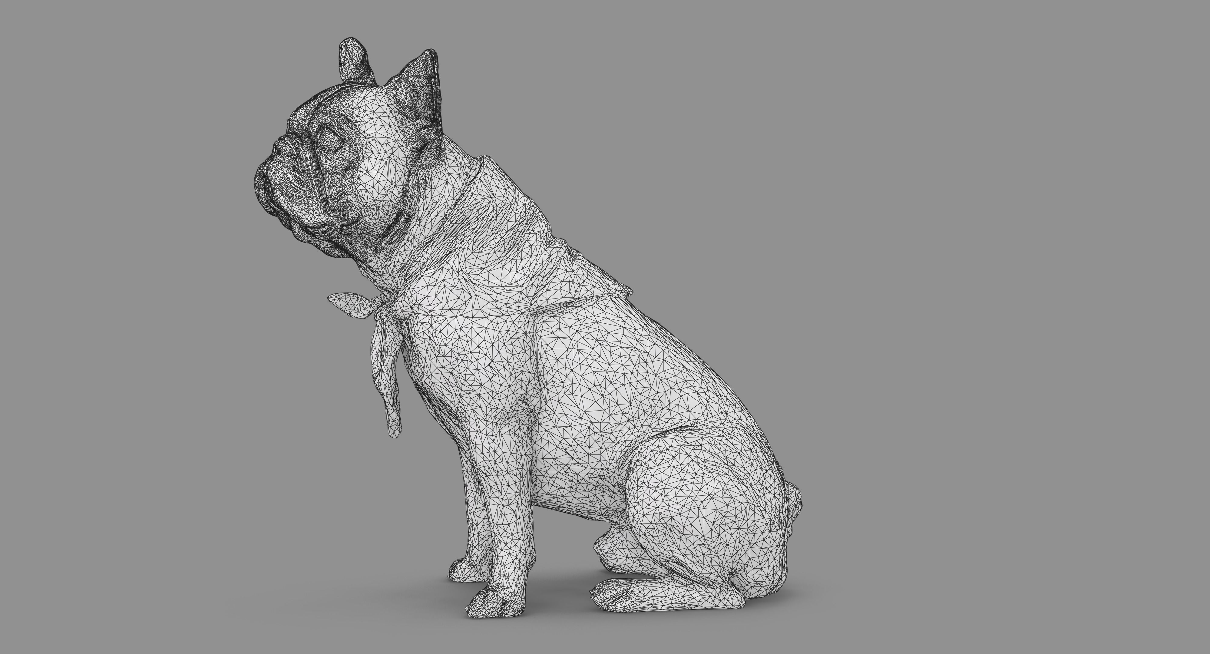 French Bulldog Sitting Low-poly 3D model_80