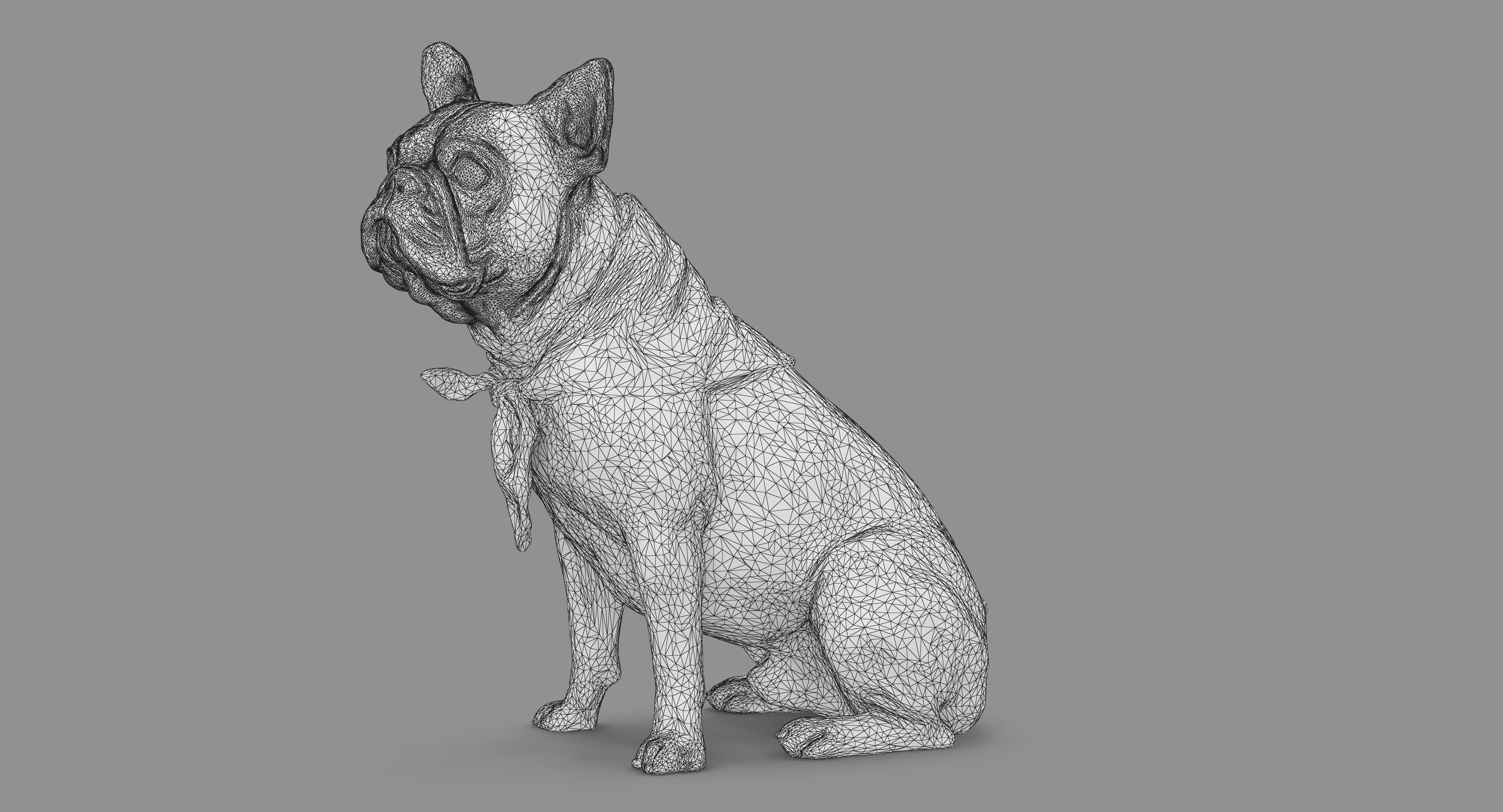 French Bulldog Sitting Low-poly 3D model_82