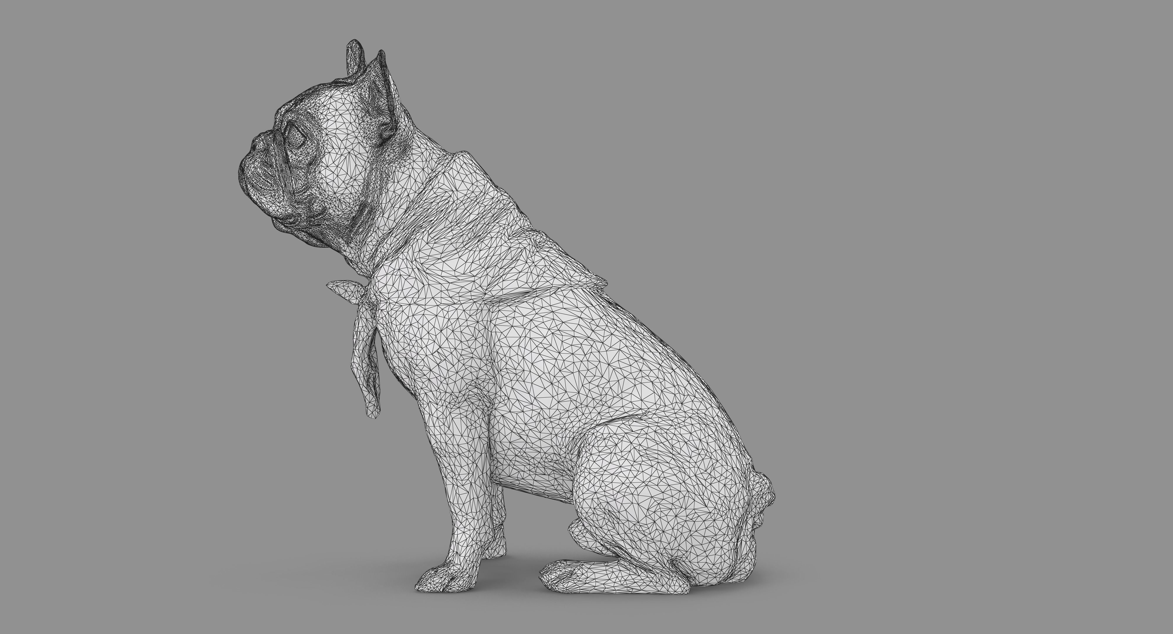 French Bulldog Sitting Low-poly 3D model_78