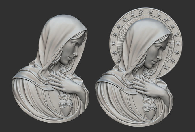 Virgin Mary with Sacred Heart Pendant 3D print model