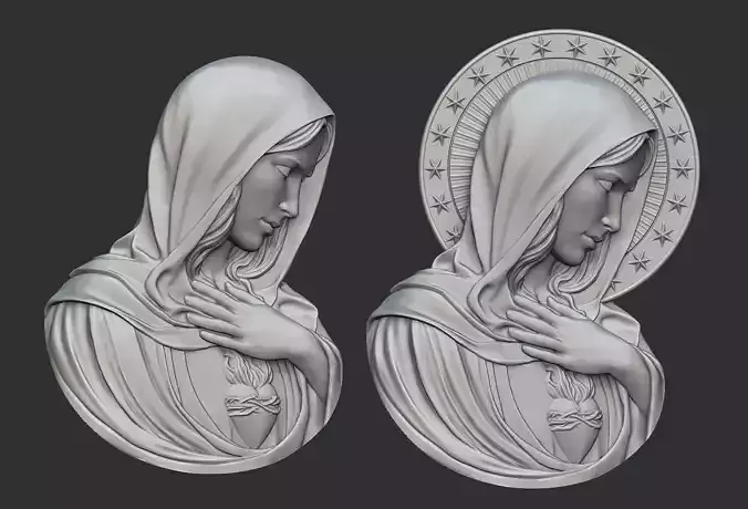 Virgin Mary with Sacred Heart Pendant 3D print model