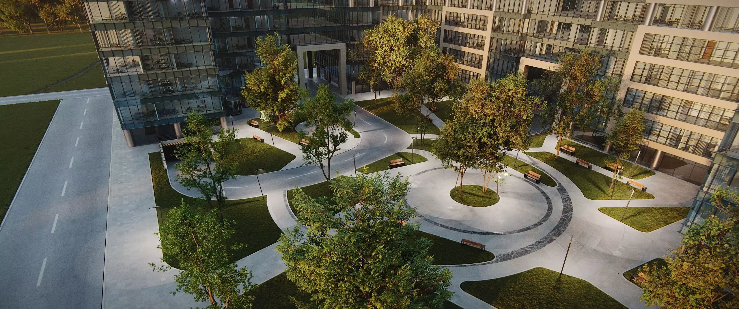 Glass Office Buildings - Modern Business Center 3D model_19