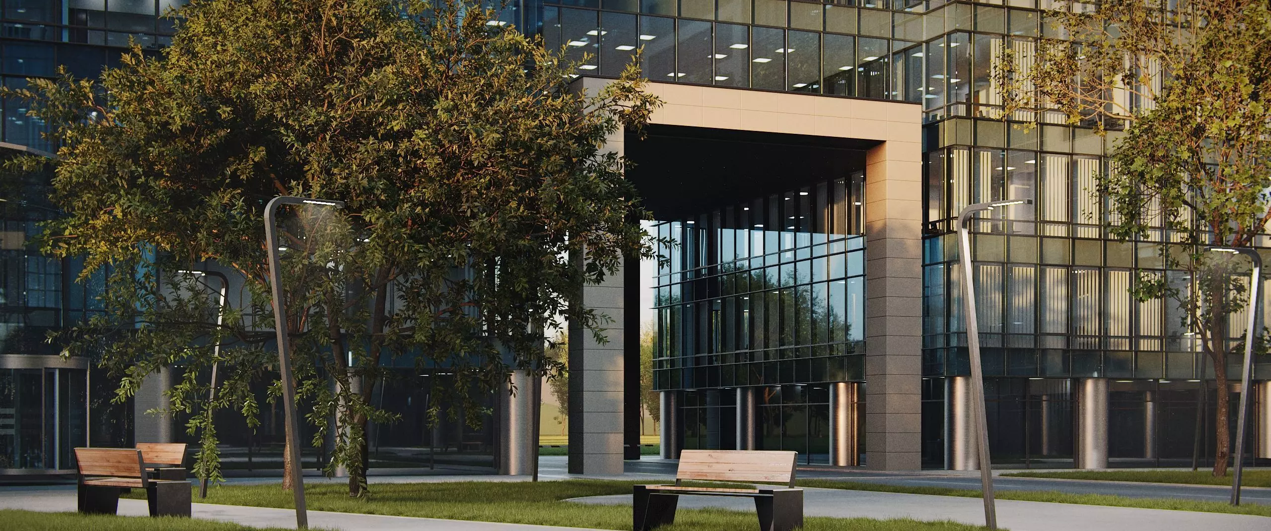 Glass Office Buildings - Modern Business Center 3D model_20