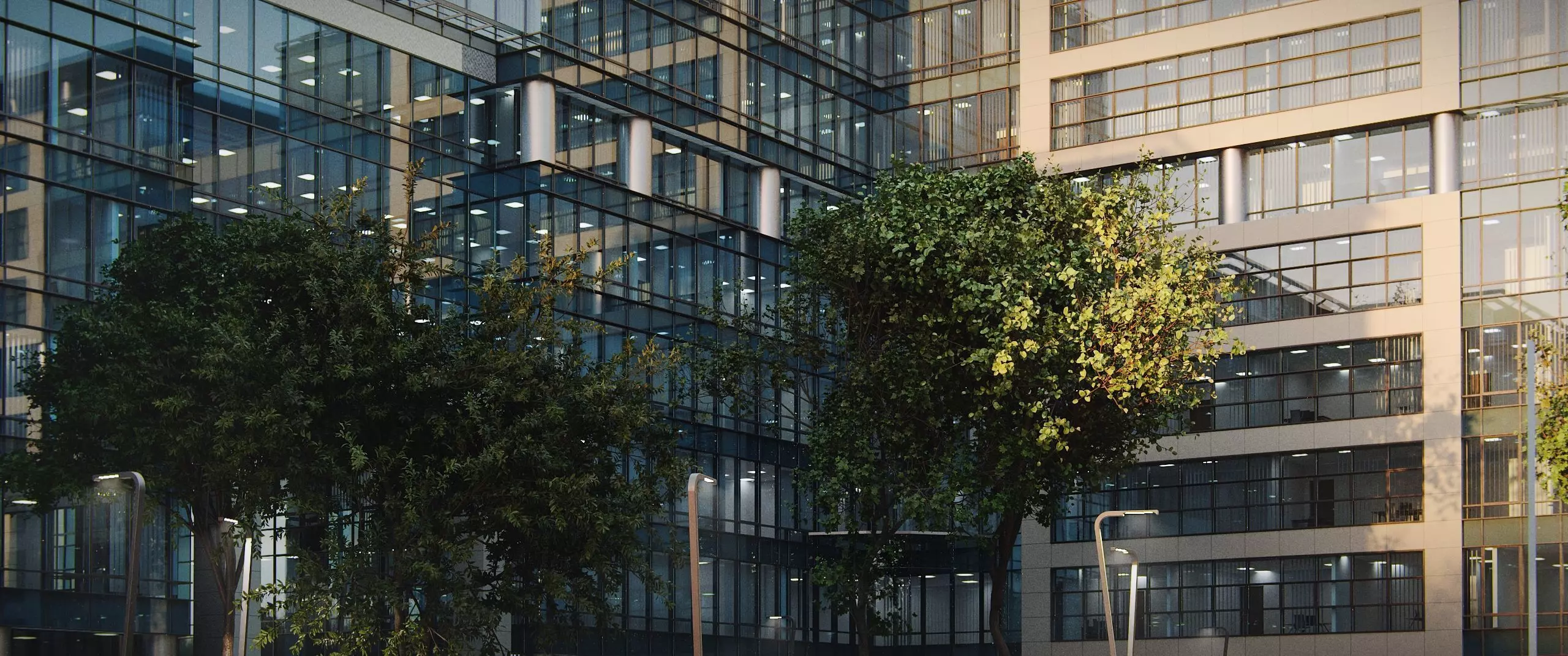 Glass Office Buildings - Modern Business Center 3D model_17