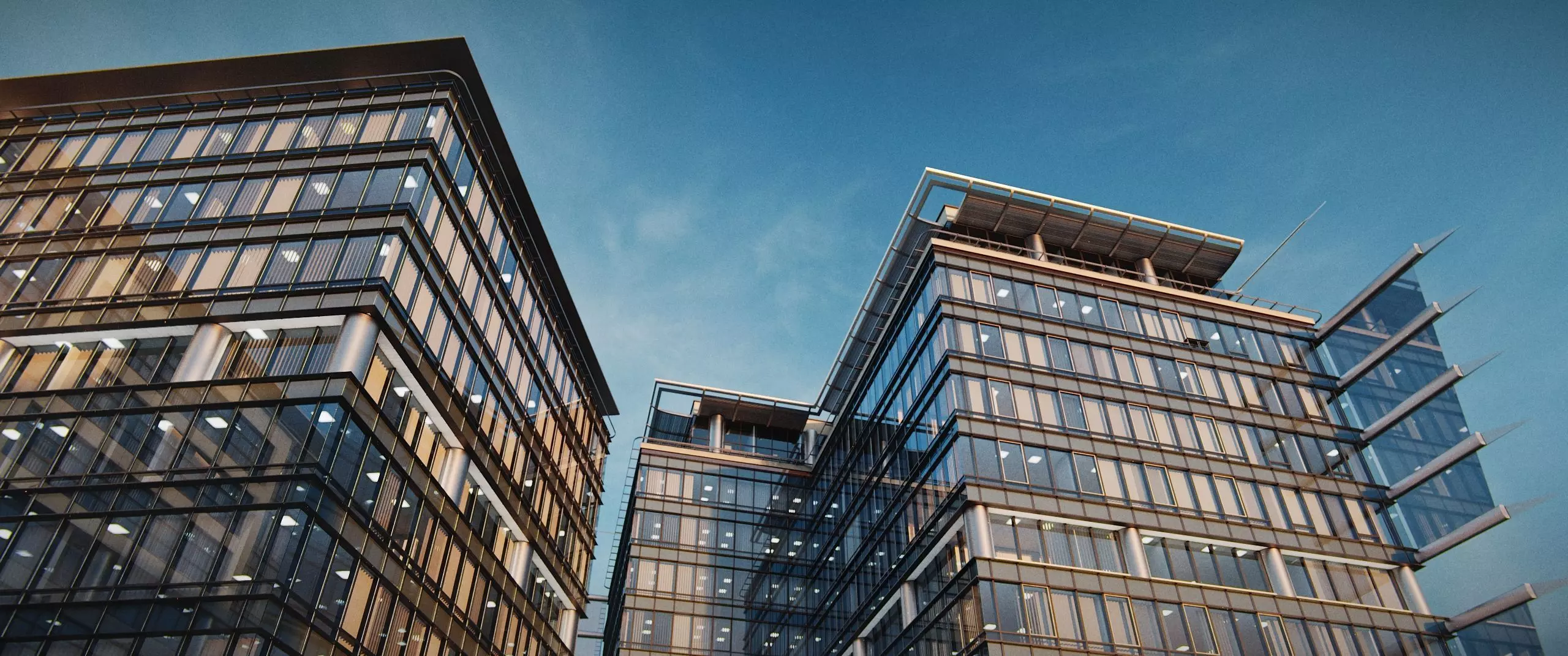 Glass Office Buildings - Modern Business Center 3D model_27